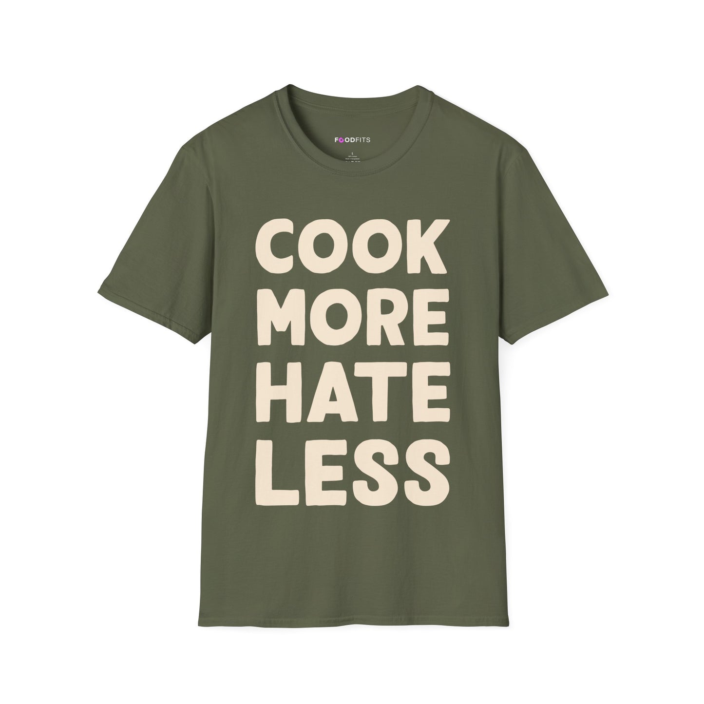 Cook more hate less t-shirt